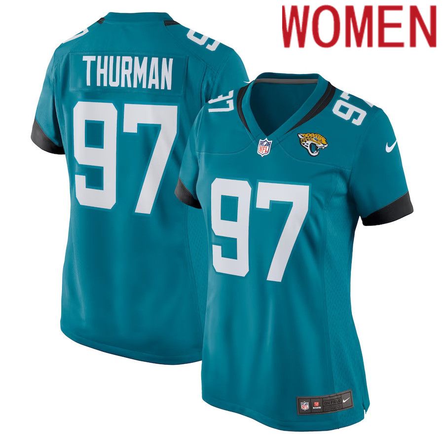 Women Jacksonville Jaguars 97 Nick Thurman Nike Teal Home Game Player NFL Jersey